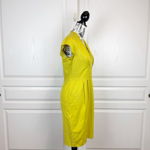 REISS Plunge Neck Yellow Dress Size 8 - Picture 2 of 5